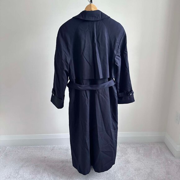 NWOT Elegant Navy Anna Collection Women’s Trench Coat, Size 4, 100% Virgin Wool - Picture 2 of 7